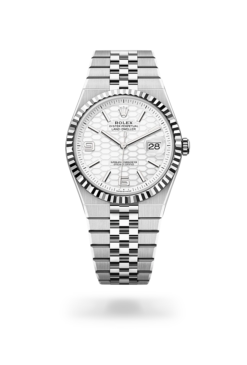Rolex Land-Dweller 40 in White Rolesor - combination of Oystersteel and white gold, M127334-0001 - Global Timepieces