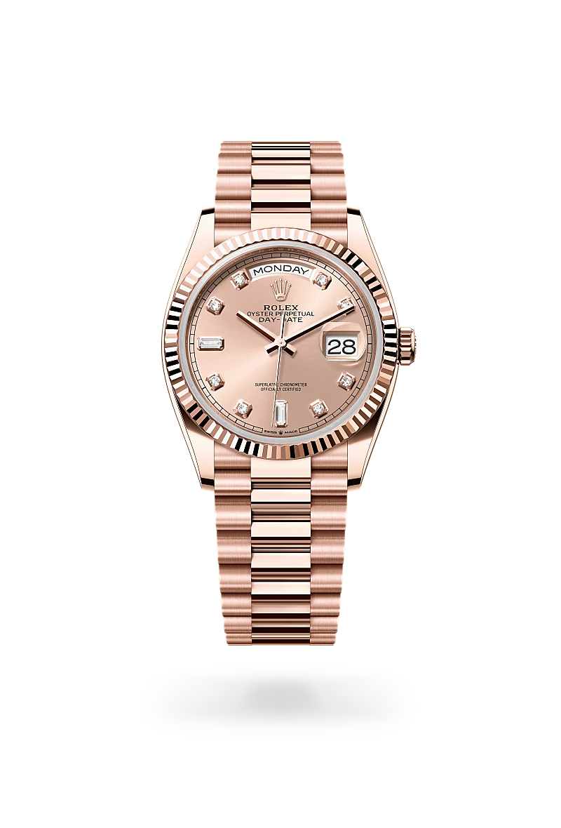 Rolex Day-Date 36 in 18 ct Everose gold, M128235-0009 - Global Timepieces