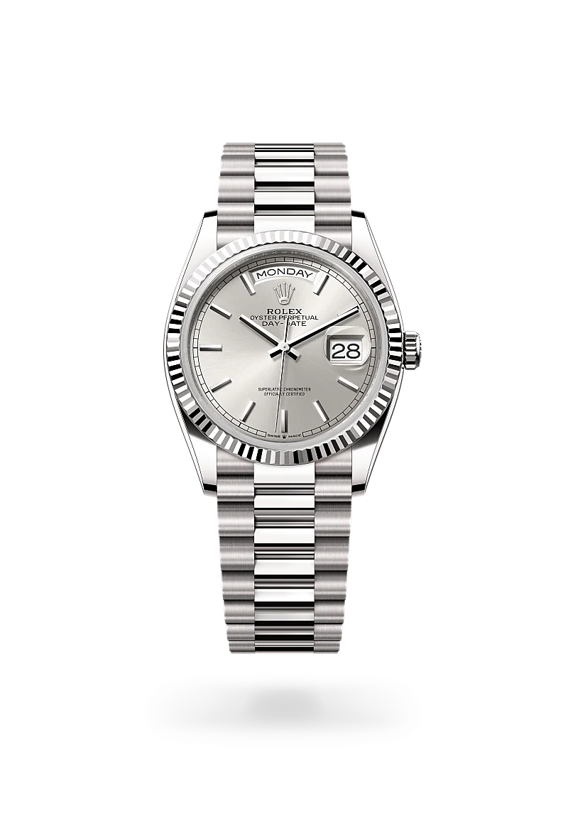 Rolex Day-Date 36 in 18 ct white gold, M128239-0005 - Global Timepieces